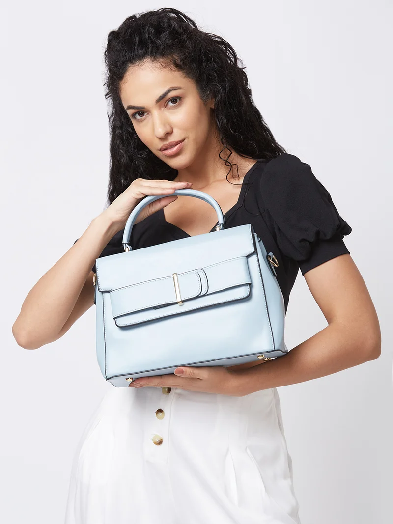 جلو باص حقيبة يد نسائية بلون رمادي مزرق سادة كاجوال من جلوبس